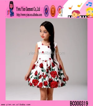 flower printed kid girl baby dress new style summer short Princess baby dress designs