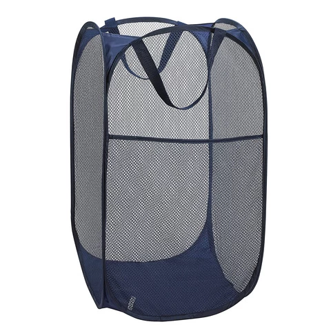 Foldable Mesh Laundry Pop-up Hamper Dirty Clothes Basket With Carry Handles Durable Fabric Collapsible Design for Clothes