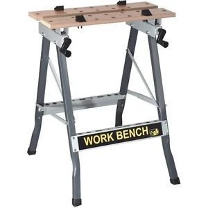 Foldable Trestle Work Bench,Workbench Portable 100kg Stainless Steel Wood Cutting Sawhorse Folding Wooden Workbench tabl