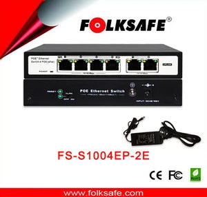 Folksafe 60W unmanaged poe network switch 48v 4 port oem 2 uplink