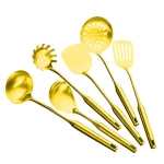 Food Grade Cooking Tools Spatulas Ladle Soup Pasta Server 6pcs Stainless Steel Kitchen Utensils