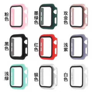 For Apple Watch 38 40 42 44 mm Liquid PC With Tempered Glass Protection Cover Case For iwatch Pouch With Retail Box