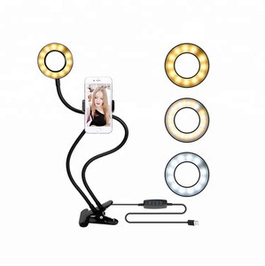 For Live Stream Selfie Ring Light 360 Rotating Video Flexible Gooseneck Phone Mount Holder