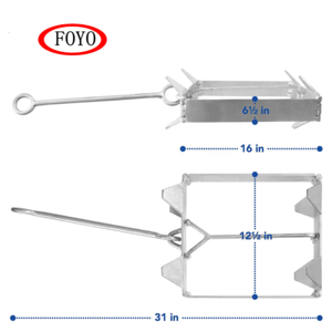 Foyo Brand Hot Sale Marine Heavy Duty Galvanize 26 LBS Box Anchor Slide Anchor for Boat and Yacht and Kayak