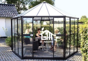 G-MORE Grand Classic Hexagonal Greenhouse / 13&#39;x12&#39; Glass House Sunrooms Winter Garden Glasshouse