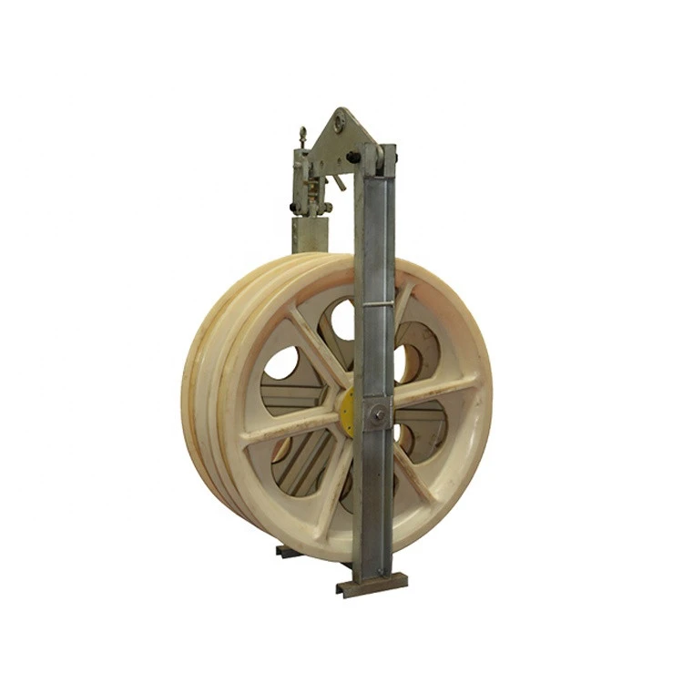 Galvanized steel frame three nylon wheels electric cable pulley roller cable stringing blocks pulleys