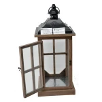 Garden country style Candle Holder Traditional Lantern  Wholesale wooden and glass Hanging Storm Lantern