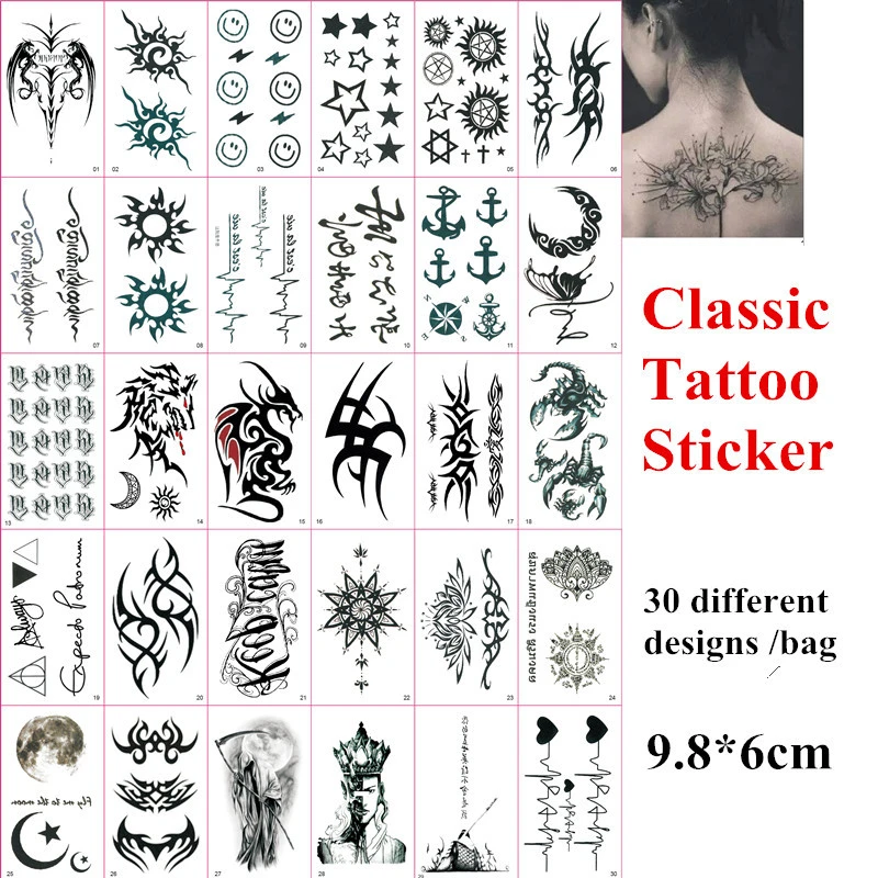 Geometry cool Temporary Tattoo Sticker Women Minimalist lines pattern Body Art New Design Tattoos 30 pcs/Lot