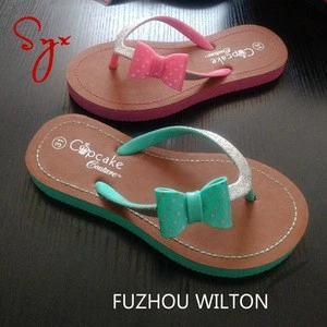 Girl child recycled cute slippers pe rubber kids flip flops