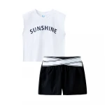 Girl clothing set 2021 summer fashion, cotton printed T-shirt + shorts set