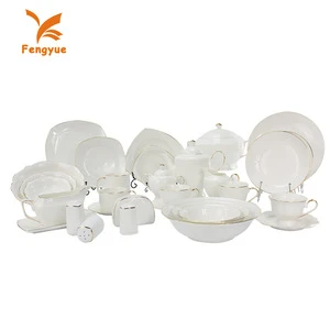 Gold line luxury grace designs ceramic porcelain dinnerware 72 pcs fine dinner set