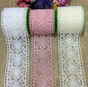 Golden Knit 8 cm Width Multi colors Water Soluble Milky Yarn Embroidery Chemical Lace Trim XZ210-1#