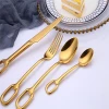 Golden stainless steel dinnerware set  for  restaurant wedding party dinner knife spoon fork set