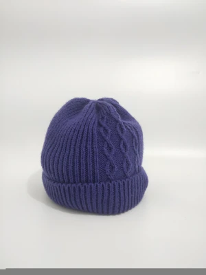 Good Quality Customized Solid Color Winter Outdoor Woollen Warm Knit Ribbon Knit Hat