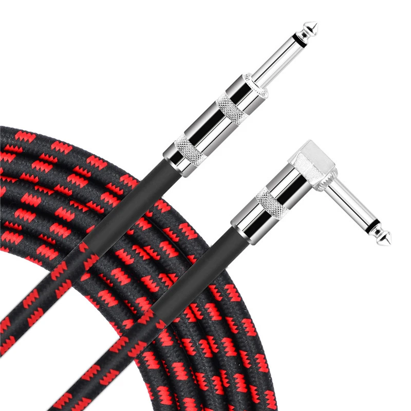 Guitar Cable 10ft, Premium Electric Instrument Bass electric guitar cable 1/4   Right Angle to Straight Black Red