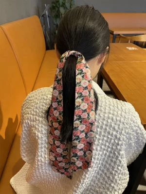 Hair Accessories Satin Ribbon Bow Tie Long Tail Floral Headband Silk Scarf Hair Bands