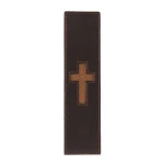 handmade brown genuine leather cross bookmark