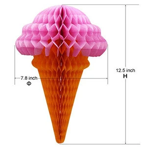 Hanging Honeycomb Ice Cream Tissue Paper Pom Pom For Birthday Wedding Baby Shower Home Party Decoration