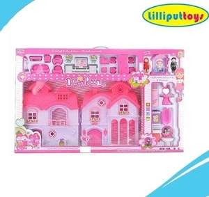 Happy Family House for Doll with Mini Furniture Pretending Toy Set