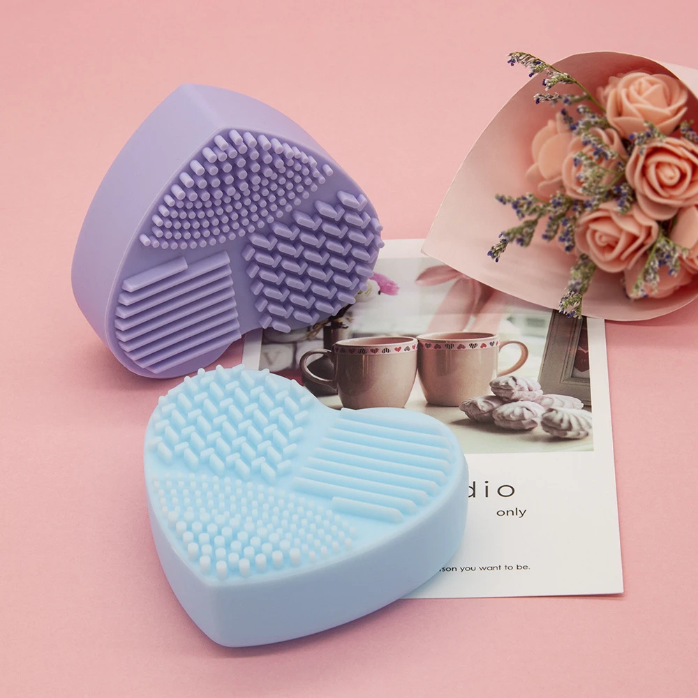 Heart Shape Silicone Makeup Brush Cleaner Washing Tools Makeup Brush Cleaning Tool Private Label Makeup Brush Cleaner