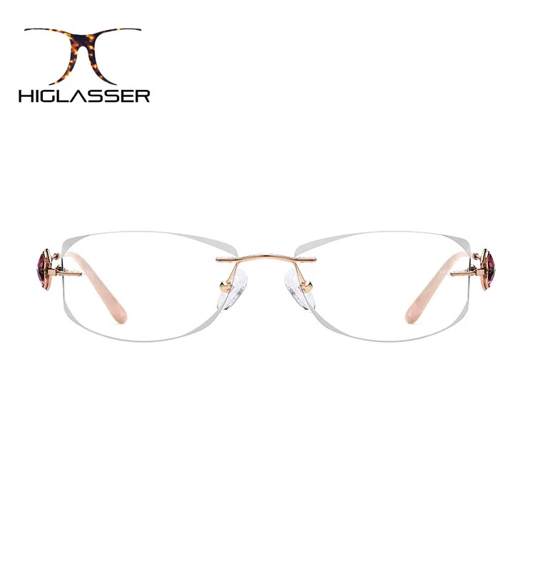 HG1139 High Quality Luxury  Italian Optical Glasses With Pink Diamond Frame