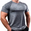 High Quality 100% Cotton Muscle close-fitting  Fitted Sports Gym T Shirt Wholesale Mens Fitness Workout Clothing