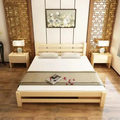 High-quality bedroom modern style solid wood adult bed frame