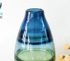 High quality cone cylinder with small mouth custom navy blue and green gradient clear cheap murano glass vase