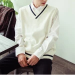 high quality durable boys sleeveless V collar jacket with pullover knitted sweater jackets vest