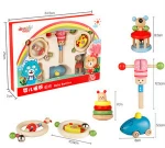 High Quality Healthy Safety 6pcs in box CDN-7328 baby rattle set Wooden baby toys gift