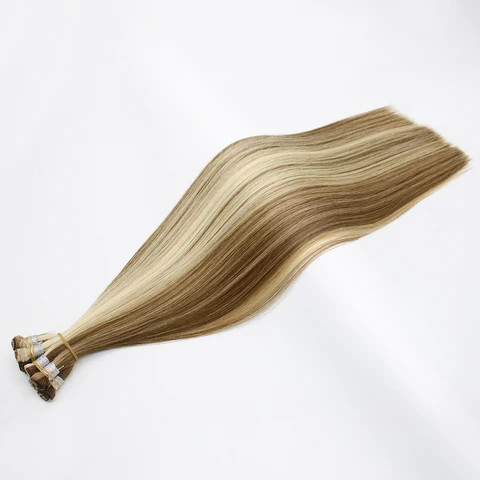 High Quality 100 Human Russian Remy Human Hair Double Drawn Hand Tied Weft Hair Extension