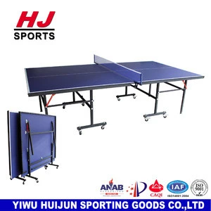 High Quality Outdoor Single Folding Mobile Pingpong Table Tennis Table With Wheel HJ-L005