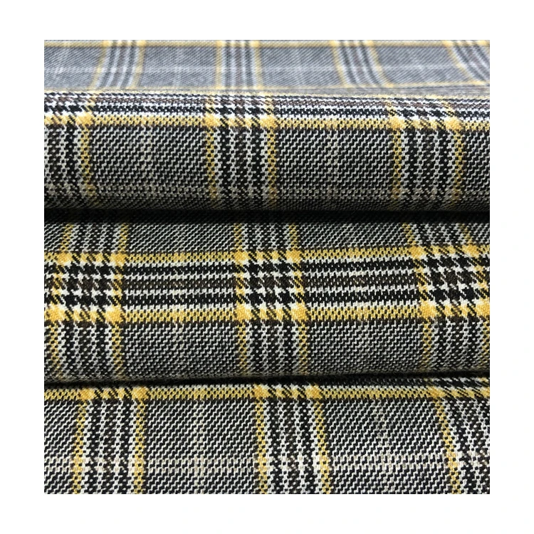 high quality yarn dyed fabric supplier black and yellow polyester tr yarn dyed fabric for suiting