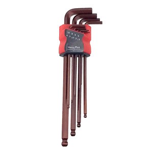 High quantity Bronze Brown Color Non-magnetic Plus Extra Long S2 Tool Steel L-Type Ball Head Hex Wrench Allen Key Set