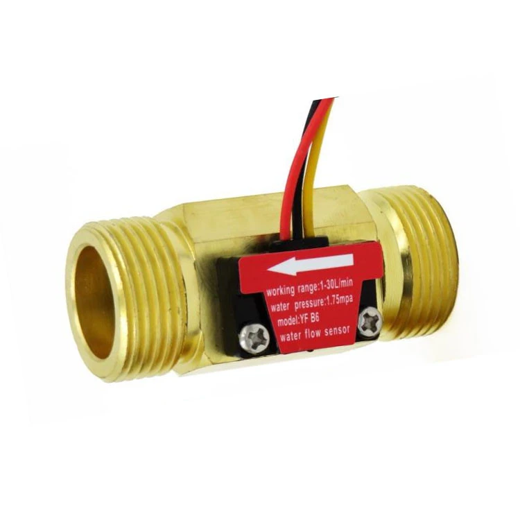 HL-YFB6 DN20 3/4 inch Hall water flow sensor Turbine flow meter with temperature detection