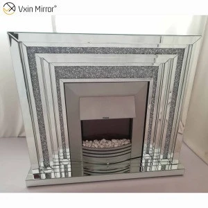Home Decor WXWF-1095 Electric Mirrored Crushed Diamond Fireplace With Heater