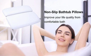 Home Spa Non Slip Bathtub Pillow with A Silicone Tub Stopper-Comfort Neck Rest Back Support Bathtub