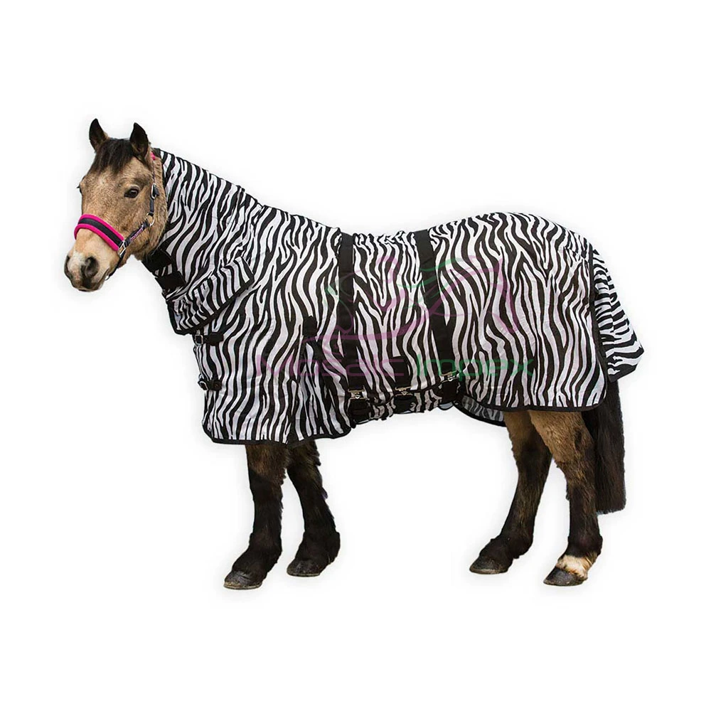 Horse Riding Breathable Fly Protection Outdoor Eczema Combo Sweet itch Blanket Rug Sheet-Zebra color Print Combo Horse Fly Rug