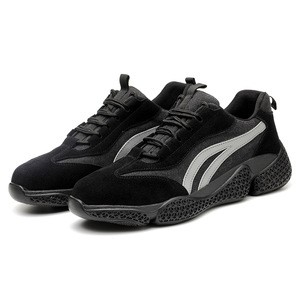 hot sale black wear resistant sports bulletproof breathable material insole leather shoes men