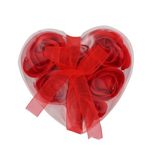 Hot sale Heart-shaped bouquets heads valentines gifts mother&#39;s day boxes packaging artificial roses decorative soap flower