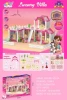 Hot selling children 2024 trend toys cheap dolls house mini furniture bathroom book shelf doll hous toy 5 Rooms 1 Princess