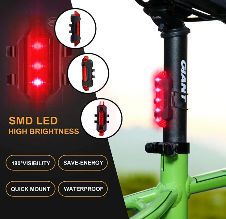 Hot Selling Rechargeable Bicycle Front Rear Light Set USB Cycling Rear Light