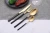 Import Hotel Tableware Set Cutlery Stainless Steel Gold Black Long Handle Flatware Set With Box Packing from China