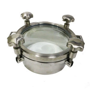 Hygienic circular manway pressure tank manhole cover with sight glass