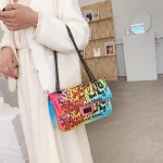 Ins Hot Sale Colorful Art graffiti Printed Handbag purses Gils Pures Rainbow Fashion Women Bag