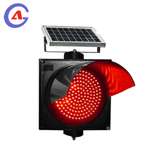 IP65 road safety 300mm yellow/red intelligent controller solar led  flashing traffic signal warning light