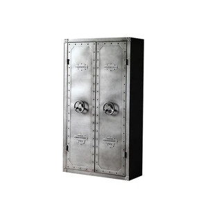 Iron Frame Industrial Loft Retro Big Wardrobe Cabinet for Hotel Project Vintage Cool Fashion Style Wardrobe For Bedroom