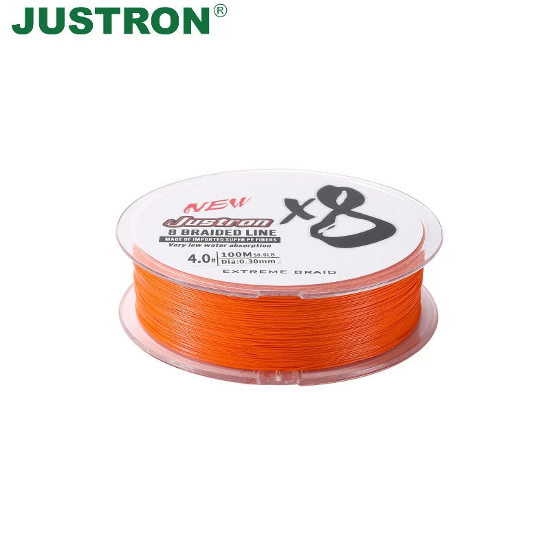 Justron Ocean Boat Fishing not colorfast 100m 8 Strands Multifilament 100% Pe Braided Fishing Line