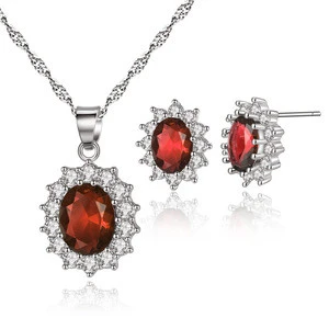 Kate Princess Marriage Jewellery Set oval zircon necklace earrings Jewelry sets