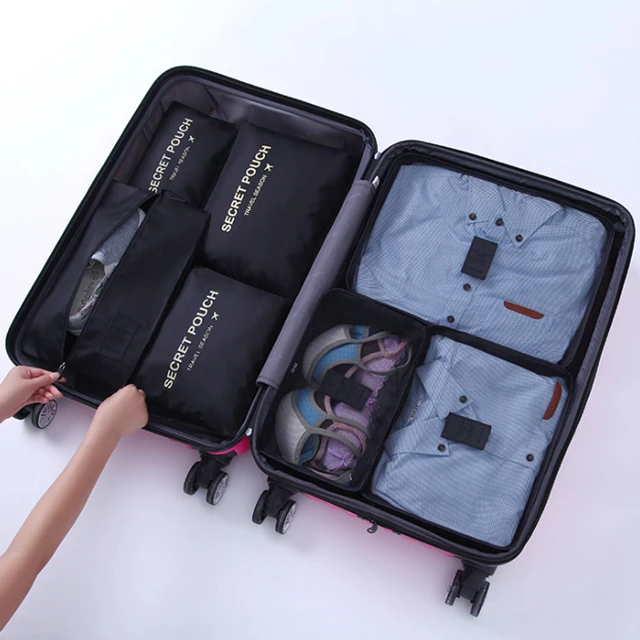Korean 7 Suits Waterproof Travel Storage Bags  Polyester Reusable Travel Luggage Bags Accept Custom